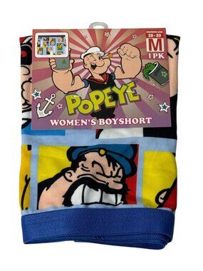 Popeye Women's Boyshort Underwear Blue Graphic Cartoon Size M NWT